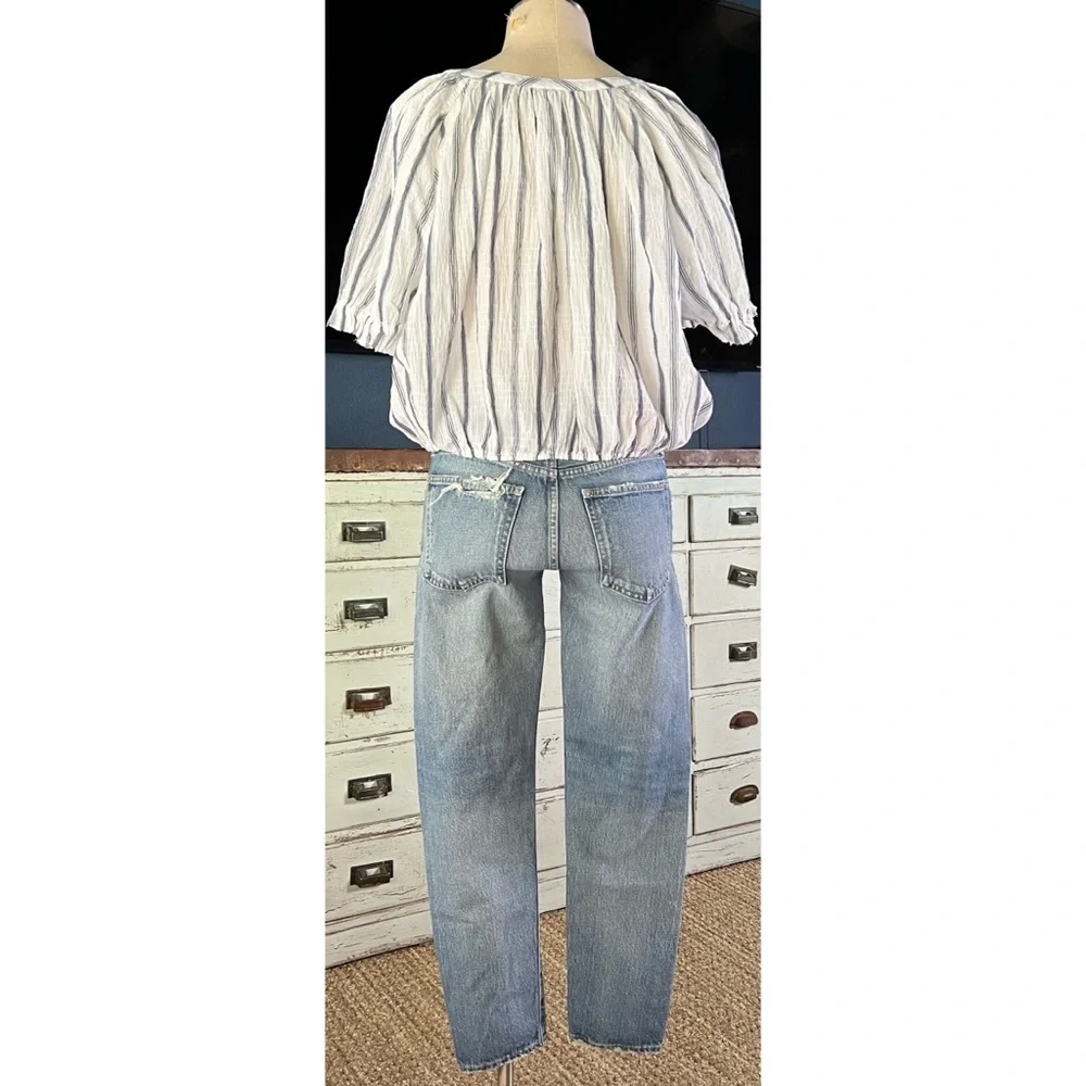 Anthropologie Puff Sleeve Crop Blouse Top L